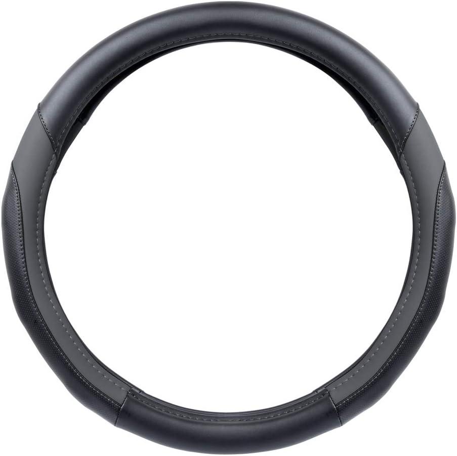 imageMotor Trend GripPlus Black Carbon Fiber Steering Wheel Cover Standard 15 inch Size Advanced Traction Grip Car Steering Wheel Cover for Truck Van SUV AutoDark Gray Sport Drive