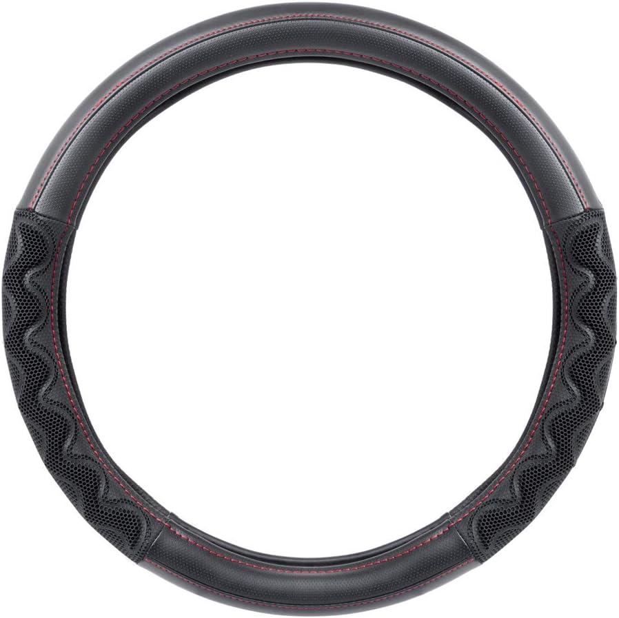 imageMotor Trend GripPlus Black Carbon Fiber Steering Wheel Cover Standard 15 inch Size Advanced Traction Grip Car Steering Wheel Cover for Truck Van SUV AutoBlack Max Grip