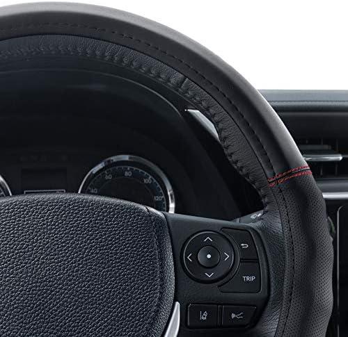 imageMotor Trend GripPlus Black Carbon Fiber Steering Wheel Cover Standard 15 inch Size Advanced Traction Grip Car Steering Wheel Cover for Truck Van SUV AutoBlack