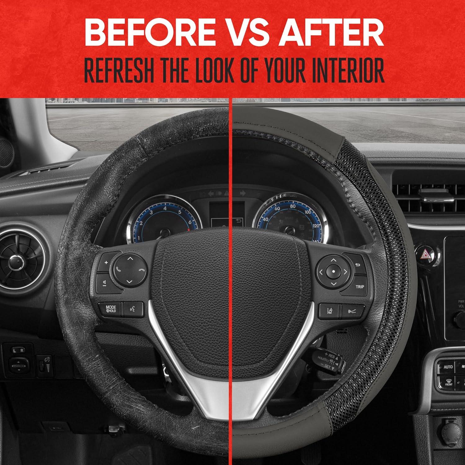 imageMotor Trend GripTech Sport Burgundy Steering Wheel Cover  Enhanced Traction and Comfort for Car Truck Van SUV  15 inch TwoTone DesignGray