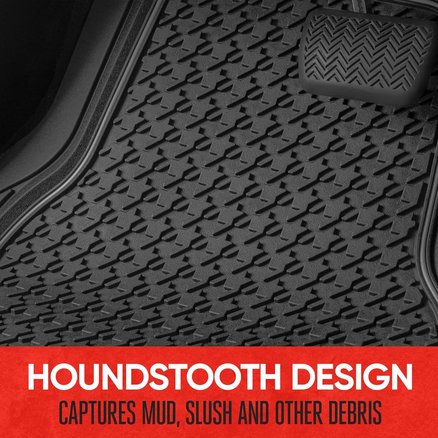 imageMotor Trend Houndstooth Design Rubber Car Floor Mats for Autos SUV Truck ampamp Van  AllWeather Waterproof Protection Front ampamp Rear Liners Trim to Fit Most VehiclesHoundstooth