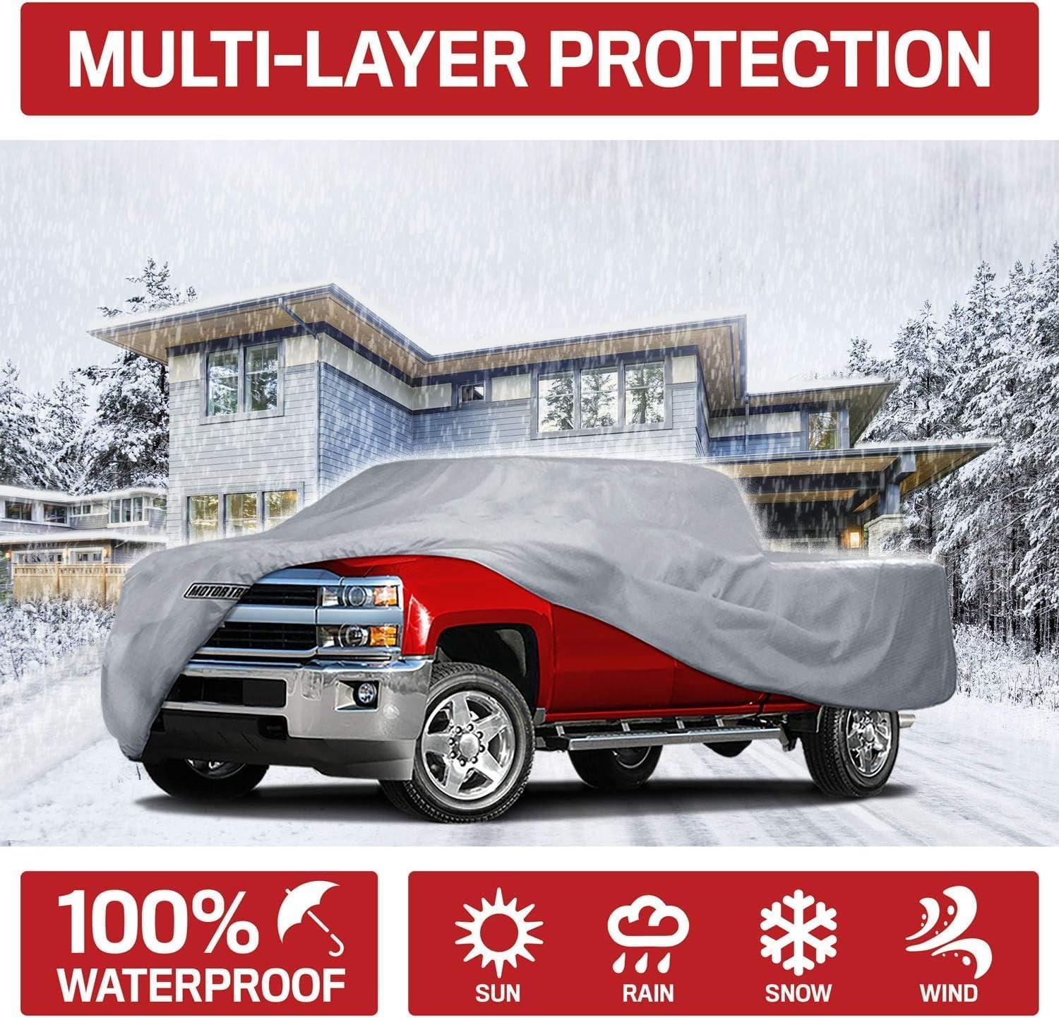 imageMotor Trend Large Truck Car Cover Waterproof All Weather Heavy Duty Car Cover Protection UV Rain Snow Universal Fit Car Cover For Automobiles Pickup Trucks Outdoor Indoor Cover For Trucks  230quotL