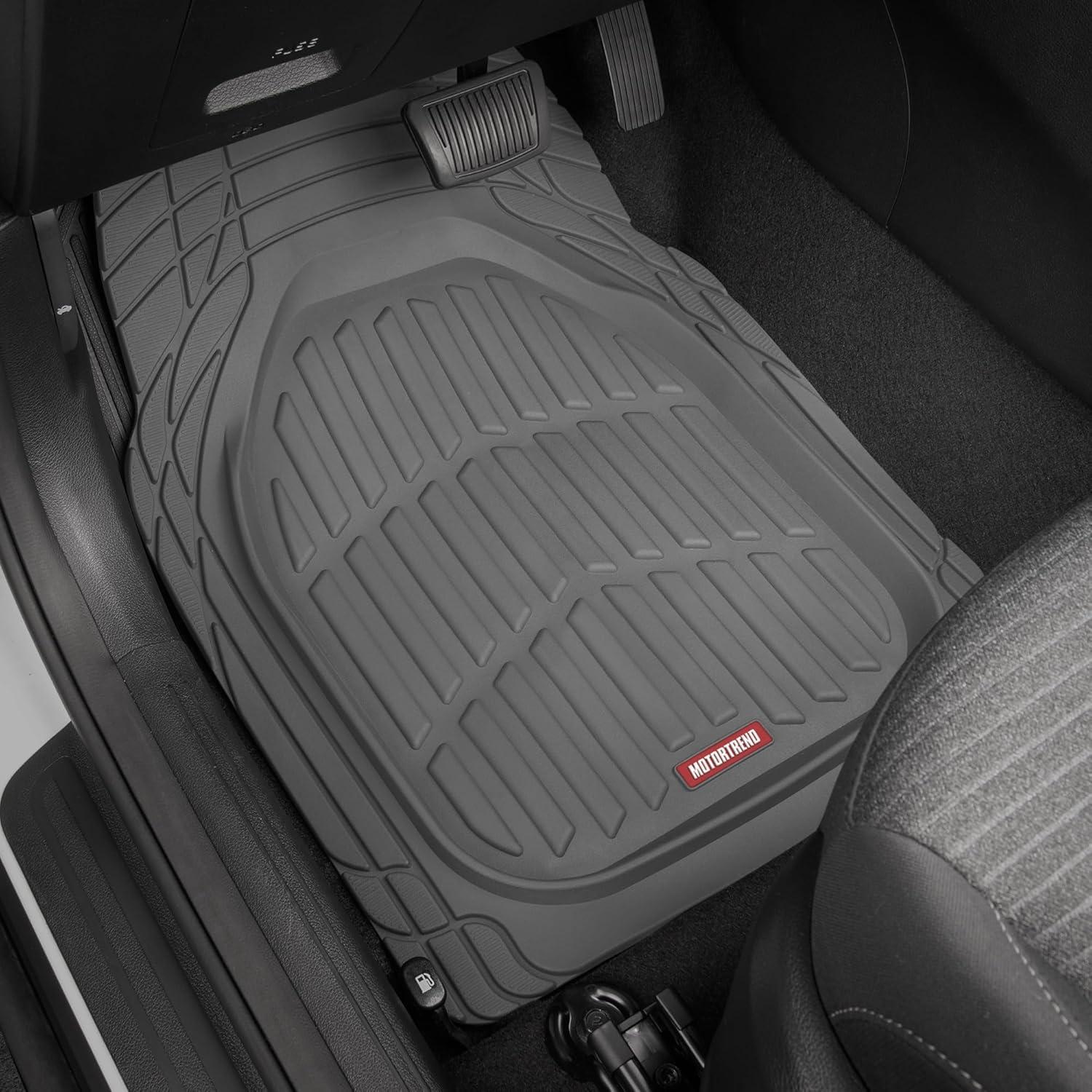 imageMotor Trend Original FlexTough Gray Rubber Car Floor Mats for 3 Row Vehicles Front ampamp Rear 2nd Row Deep Dish All Weather Automotive Heavy Duty Trim to Fit Automotive Liners for Cars Truck Van SUVGray