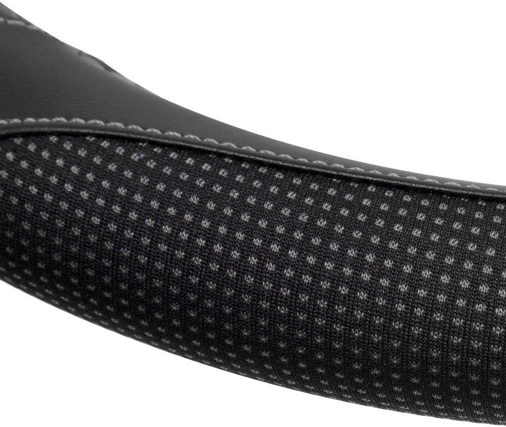 imageMotor Trend Perforated Microfiber Leather Steering Wheel Cover for Cars Trucks SUVs Vans Sporty Racing Improved Grip AntiFatigue Ergonomic Design Airbag Compatible  Fits Standard 15quot Inch  BeigeWhite Stitching  Black