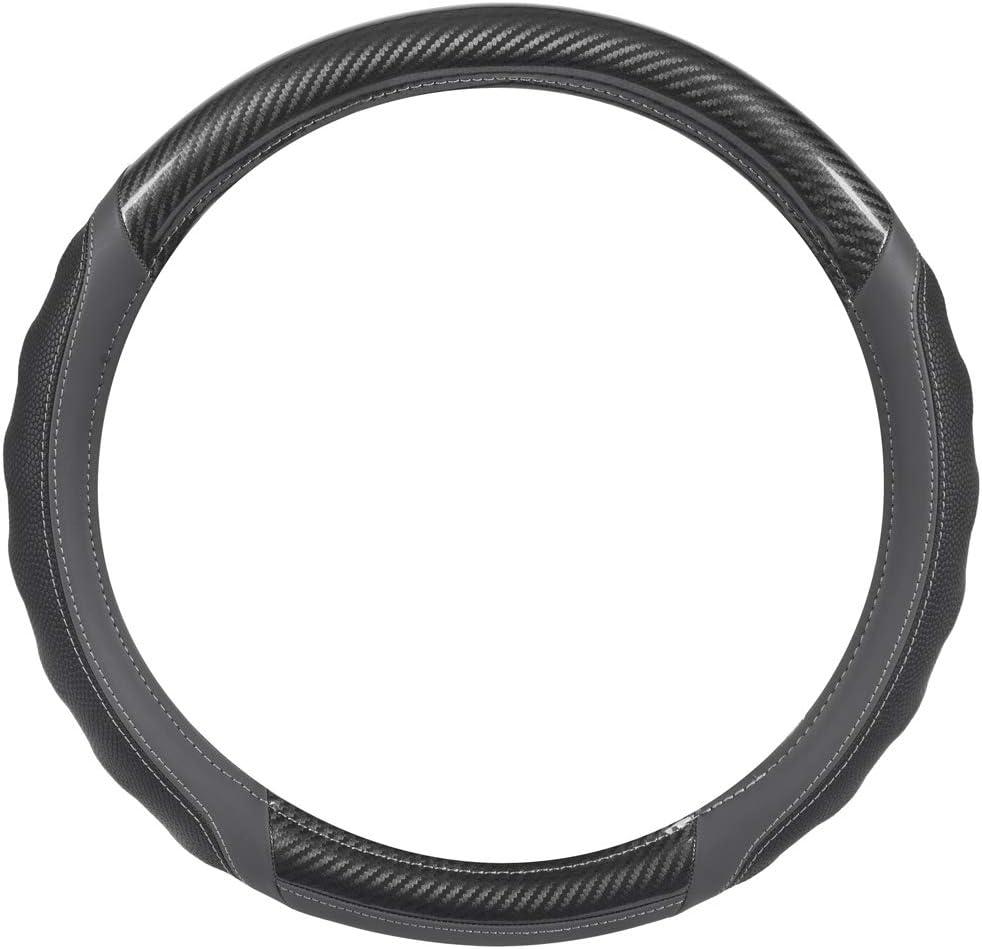 imageMotor Trend SW812 Orange Ultra Sport Pebbled Leather Steering Wheel Cover with Carbon Fiber DetailUniversal Fit for Standard Sizes 145 to 155 inches BlackGray UltraSport