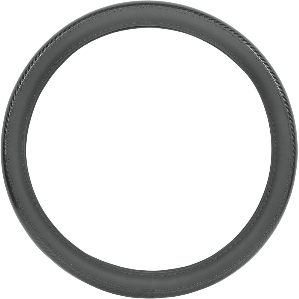 imageMotor Trend Carbon Fiber Grip Steering Wheel Cover  CarbonGripX Charcoal Gray and Black Comfortable NonSlip Design