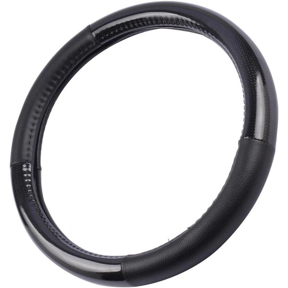 imageMotor Trend Ergonomic Grip Steering Wheel CoverProtector for Small Size Steering Wheels in Cars SUVs Boats 135145quot Grip Drive Pro Comfort Grip BlackBlack StitchingCarbon Fiber Synthetic Leather Black