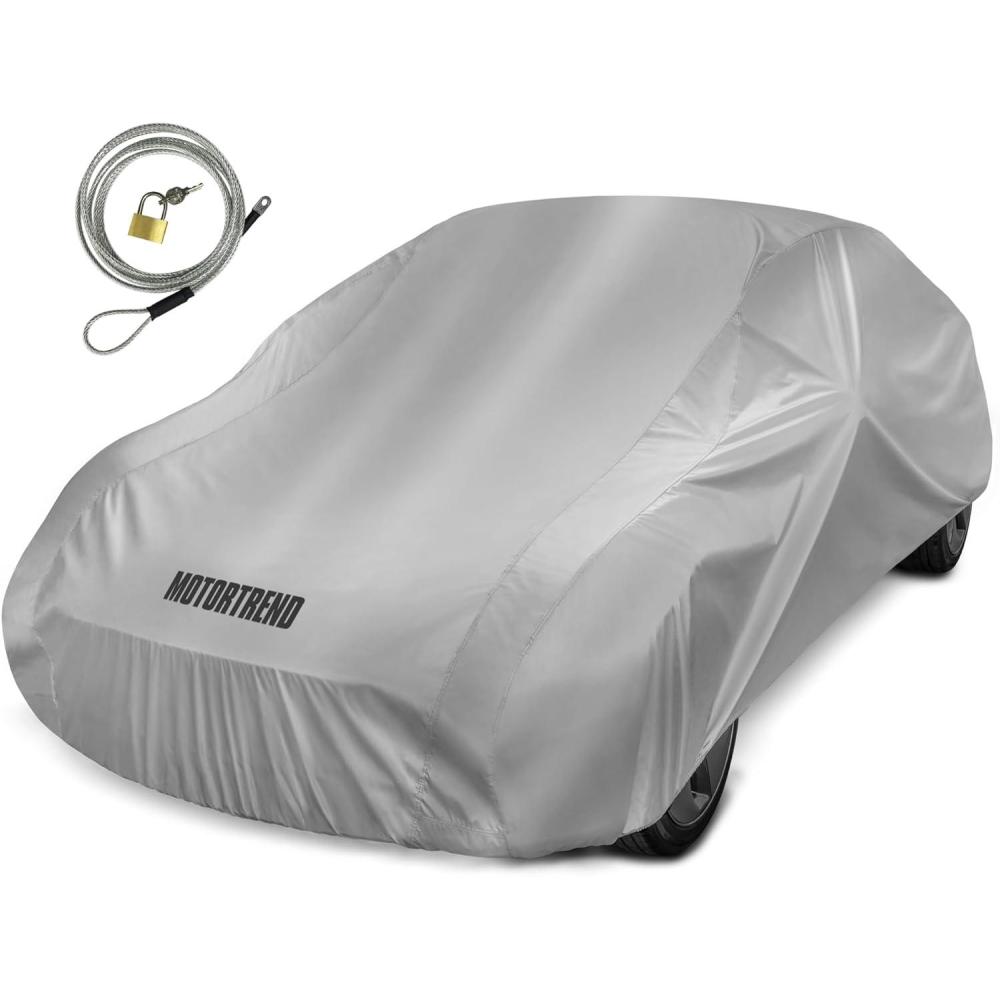 imageMotor Trend FlexCover Waterproof Car Cover for Rain Wind All Weather L Fits up to 190 x 70 x 50 inchesSilver