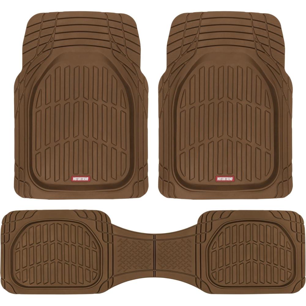 imageMotor Trend FlexTough Floor Mats for Cars Blue Deep Dish AllWeather Car Mats Waterproof Trimto Fit Automotive Floor Mats for Cars Trucks SUV Universal Floor Liner Car AccessoriesBrown