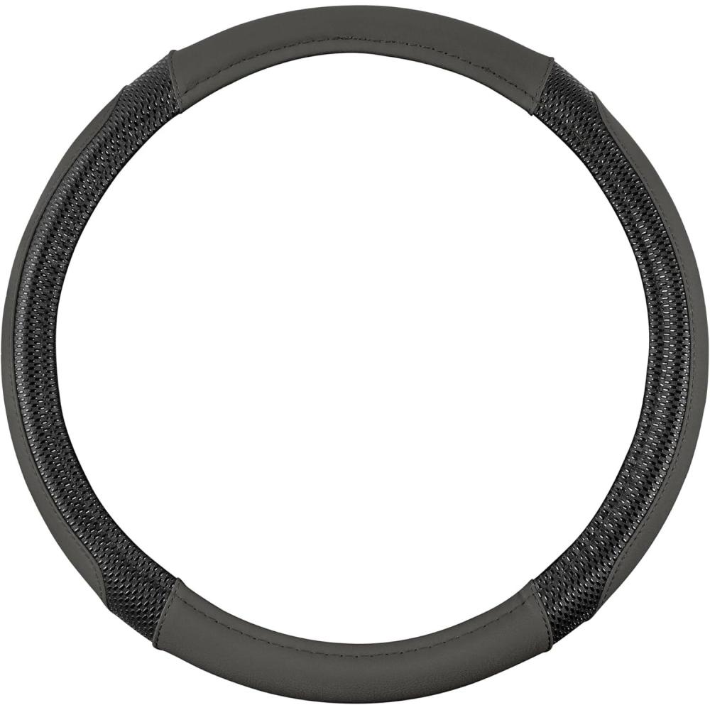 imageMotor Trend GripTech Sport Burgundy Steering Wheel Cover  Enhanced Traction and Comfort for Car Truck Van SUV  15 inch TwoTone DesignGray