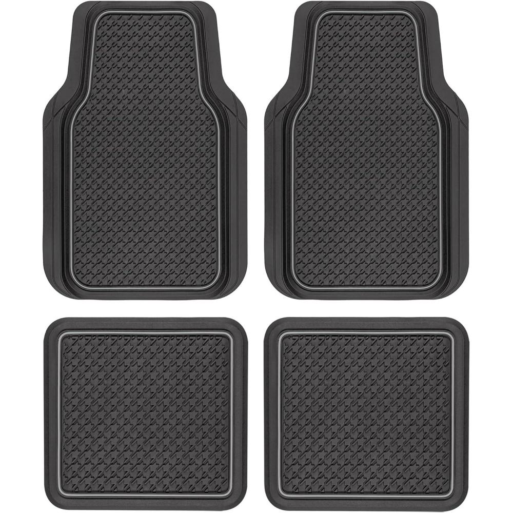 imageMotor Trend Houndstooth Design Rubber Car Floor Mats for Autos SUV Truck ampamp Van  AllWeather Waterproof Protection Front ampamp Rear Liners Trim to Fit Most VehiclesHoundstooth