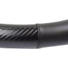 imageBDK Carbon Fiber Steering Wheel Cover White Vinyl with Fiber Accent  Black Carbon 14515 inchBlack