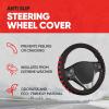 imageMotor Trend FlexGrip Red Steering Wheel Cover for Cars  Standard 15 inch Car Steering Wheel Cover Red and Black Steering Wheel Protector for Auto Truck Van SUVRed Grip