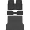 imageMotor Trend FlexTough 4Piece Heavy Duty Floor Mats for Cars Trucks SUVs Automotive Floor Mats Car Mats Full Set Front Rear ampamp Cargo TrimToFit SemiCustom Deep Dish All Weather Rubber Mats  BlackBlack