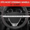 imageMotor Trend GripDrive Faux Black Leather Steering Wheel Cover for Car Truck Van SUV Small 14 inch Size Gray Accent Stitched Car Steering Wheel Cover Vehicle ampamp Auto AccessoriesBlack  Red Accent Stitching