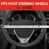 imageMotor Trend GripDrive Faux Black Leather Steering Wheel Cover for Car Truck Van SUV Small 14 inch Size Gray Accent Stitched Car Steering Wheel Cover Vehicle ampamp Auto AccessoriesBlack  Black Accent Stitching