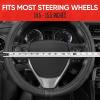 imageMotor Trend GripDrive Faux Black Leather Steering Wheel Cover for Car Truck Van SUV Small 14 inch Size Gray Accent Stitched Car Steering Wheel Cover Vehicle ampamp Auto AccessoriesBlack  Gray Accent Stitching