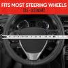 imageMotor Trend GripDrive Faux Black Leather Steering Wheel Cover for Car Truck Van SUV Small 14 inch Size Gray Accent Stitched Car Steering Wheel Cover Vehicle ampamp Auto AccessoriesBlack  Blue Accent Stitching