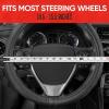 imageMotor Trend GripDrive Faux Black Leather Steering Wheel Cover for Car Truck Van SUV Small 14 inch Size Gray Accent Stitched Car Steering Wheel Cover Vehicle ampamp Auto AccessoriesBlack  Blue Accent Stitching