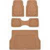 imageMotor Trend FlexTough 4Piece Heavy Duty Floor Mats for Cars Trucks SUVs Automotive Floor Mats Car Mats Full Set Front Rear ampamp Cargo TrimToFit SemiCustom Deep Dish All Weather Rubber Mats  BeigeBeige