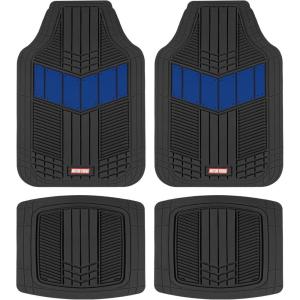 imageMOTOR TREND DualFlex Rubber Car Floor Mats All Weather Waterproof 4Piece Sporty TwoTone Design Car Mats Full Set  Universal TrimtoFit Floor Mats for Car SUV ampamp Trucks  Car Carpet ProtectorBlue