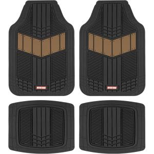 imageMOTOR TREND DualFlex Rubber Car Floor Mats All Weather Waterproof 4Piece Sporty TwoTone Design Car Mats Full Set  Universal TrimtoFit Floor Mats for Car SUV ampamp Trucks  Car Carpet ProtectorBeige