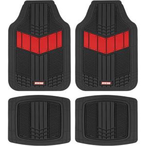 imageMOTOR TREND DualFlex Rubber Car Floor Mats All Weather Waterproof 4Piece Sporty TwoTone Design Car Mats Full Set  Universal TrimtoFit Floor Mats for Car SUV ampamp Trucks  Car Carpet ProtectorRed