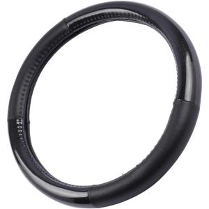 imageMotor Trend Ergonomic Grip Steering Wheel CoverProtector for Small Size Steering Wheels in Cars SUVs Boats 135145quot Grip Drive Pro Comfort Grip BlackBlack StitchingCarbon Fiber Synthetic Leather Black