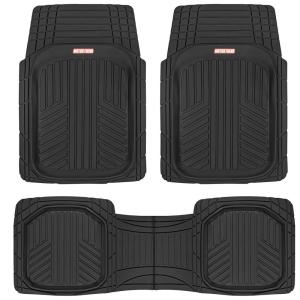 imageMotor Trend FlexToughXL Floor Mats for Cars Full Set AllWeather Rubber Automotive Floor Mats Waterproof Heavy Duty Car Mats Flexible Floor Liners for Car Truck Van SUV Car Floor Mats Black