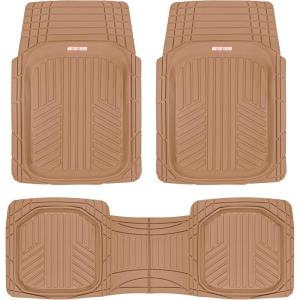imageMotor Trend FlexToughXL Floor Mats for Cars Full Set AllWeather Rubber Automotive Floor Mats Waterproof Heavy Duty Car Mats Flexible Floor Liners for Car Truck Van SUV Car Floor Mats Beige