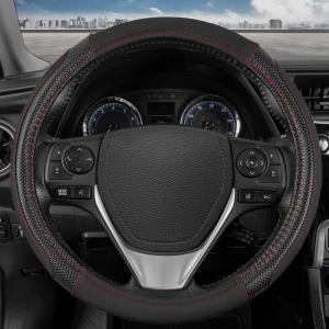 imageMotor Trend GripTech Sport Burgundy Steering Wheel Cover  Enhanced Traction and Comfort for Car Truck Van SUV  15 inch TwoTone DesignBlack