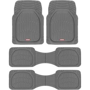 imageMotor Trend Original FlexTough Gray Rubber Car Floor Mats for 3 Row Vehicles Front ampamp Rear 2nd Row Deep Dish All Weather Automotive Heavy Duty Trim to Fit Automotive Liners for Cars Truck Van SUVGray
