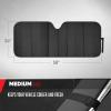 imageMotor Trend Front Windshield Sun Shade  Accordion Folding Auto Sunshade for Car Truck SUV  Blocks UV Rays Sun Visor Protector  Keeps Your Vehicle Cool  58 x 24 Inch GrayBlack