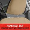 imageMotor Trend Premium LuxeSport Charcoal Gray Car Seat Covers for Front Seats  Premium Seat Protectors with Comfortable Mesh Back ampamp Faux Leather Headrest Interior Accessories for Car Truck Van SUVBeige