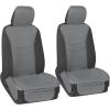 imageMotor Trend LuxeFit Gray Seat Covers for Cars Trucks Van SUV 2 Pack Premium Faux Leather Easy to Install Automotive Seat Covers with Storage Pockets Fits Most VehiclesSolid Gray