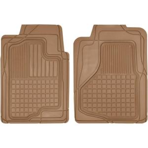 imageMotor Trend 2Piece Premium All Weather Rubber Floor Mats for Cars SUVs Trucks Heavy Duty Universal Fit Trim To Fit Protection 2 Front Floor MatsBeige