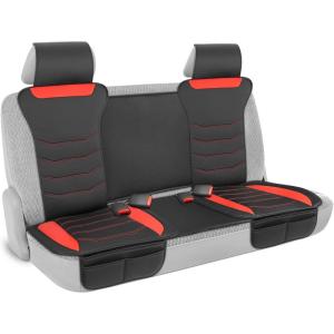 imageMotor Trend LuxeFit Gray Seat Covers for Cars Trucks Van SUV 2 Pack Premium Faux Leather Easy to Install Automotive Seat Covers with Storage Pockets Fits Most VehiclesRed