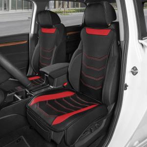 imageMotor Trend LuxeFit Gray Seat Covers for Cars Trucks Van SUV 2 Pack Premium Faux Leather Easy to Install Automotive Seat Covers with Storage Pockets Fits Most VehiclesBlackRed