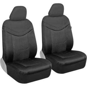 imageMotor Trend Premium LuxeSport Charcoal Gray Car Seat Covers for Front Seats  Premium Seat Protectors with Comfortable Mesh Back ampamp Faux Leather Headrest Interior Accessories for Car Truck Van SUVCharcoal Gray