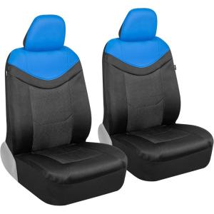 imageMotor Trend Premium LuxeSport Charcoal Gray Car Seat Covers for Front Seats  Premium Seat Protectors with Comfortable Mesh Back ampamp Faux Leather Headrest Interior Accessories for Car Truck Van SUVBlue