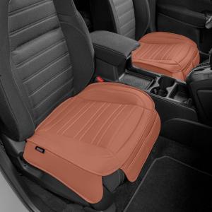 imageMotor Trend Seat Covers for Cars Trucks SUV Faux Leather 2Pack Blue Padded Car Seat Covers with Storage Pockets Premium Interior Car Seat CoverBrown Front Seats