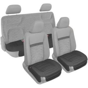 imageMotor Trend Seat Covers for Cars Trucks SUV Faux Leather Full Set Black Padded Car Seat Covers with Storage Pockets Premium Interior Car Seat CoverBlack