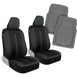imageMotor Trend Black Cloth Car Seat Covers for Front Seats  Premium Automotive Bucket Seat Covers Made for Vehicles with Removable Headrests Interior Covers for Car Truck Van SUV Seat ProtectorCharcoalGray Combo