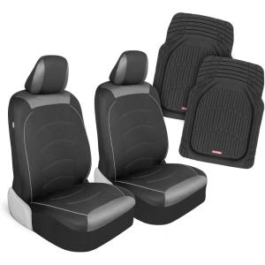 imageMotor Trend Black Cloth Car Seat Covers for Front Seats  Premium Automotive Bucket Seat Covers Made for Vehicles with Removable Headrests Interior Covers for Car Truck Van SUV Seat ProtectorCharcoalBlack Set