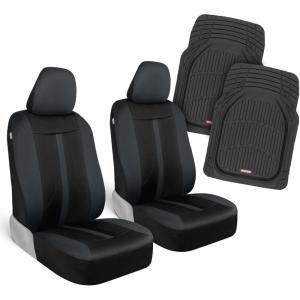 imageMotor Trend Black Cloth Car Seat Covers for Front Seats  Premium Automotive Bucket Seat Covers Made for Vehicles with Removable Headrests Interior Covers for Car Truck Van SUV Seat ProtectorCharcoalBlack Combo