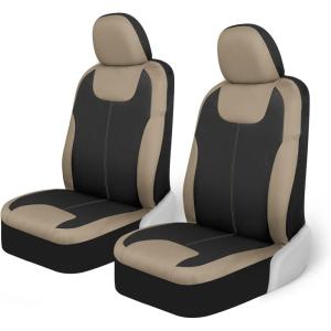 imageMotor Trend Gray Waterproof Seat Covers for Front Seats  Premium Neoprene Car Seat Protectors with Removable Headrest Interior Covers for Auto Truck Van SUVBeige Front Seats