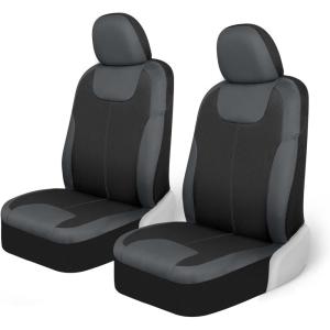 imageMotor Trend Gray Waterproof Seat Covers for Front Seats  Premium Neoprene Car Seat Protectors with Removable Headrest Interior Covers for Auto Truck Van SUVGray TwoTone