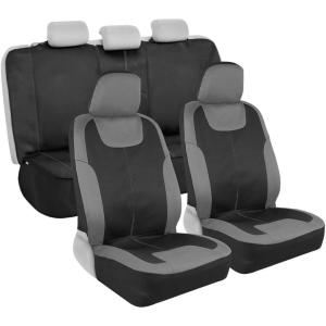 imageMotor Trend Gray Waterproof Seat Covers for Front Seats  Premium Neoprene Car Seat Protectors with Removable Headrest Interior Covers for Auto Truck Van SUVGray Front Black Rear