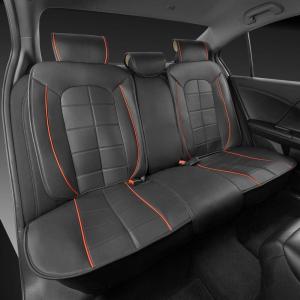 imageMotor Trend Premium Faux Leather Seat Cover for Car Bench Seat  Modern Luxury Car Seat Cover with TwoTone Red Accents Thick Padding for Comfort Fits Most Auto Truck Van and SUVOrange