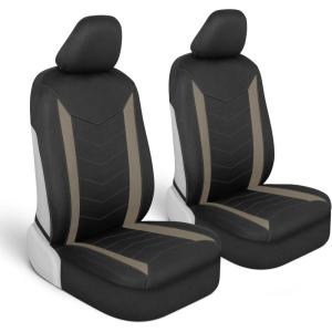 imageMotor Trend SpillGuard Seat Covers for Cars Trucks SUV  Gray Seat Covers with Waterproof Neoprene Lining Automotive Car Seat Covers for Front Seats Only Forros Para Asientos de CarroBeige